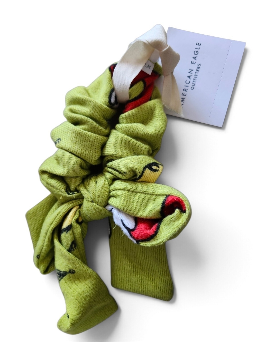 American Eagle Outfitters NWT The Grinch Lime Green Bow Scrunchie